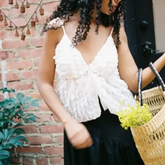 Lisa Say Gah Sz S Ivy Top Vanilla Ruffle Tank Top - Picture 1 of 16